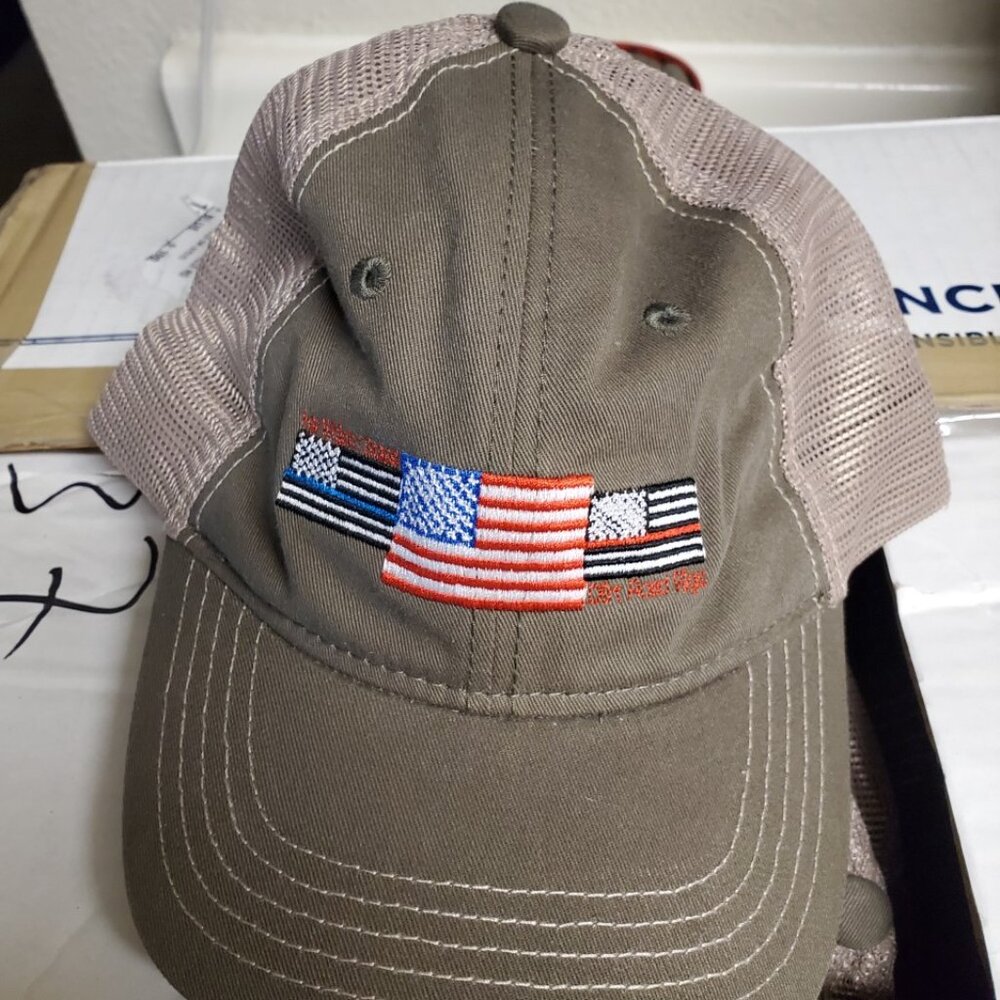 3 Flag (Police, Fire, American) For Which I Stand Trucker Hat - Picture 3 of 4